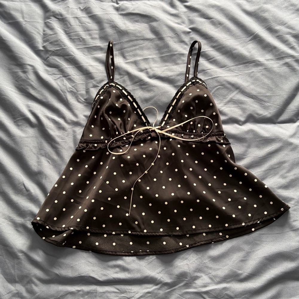 Polka dot babydoll camisole with bow